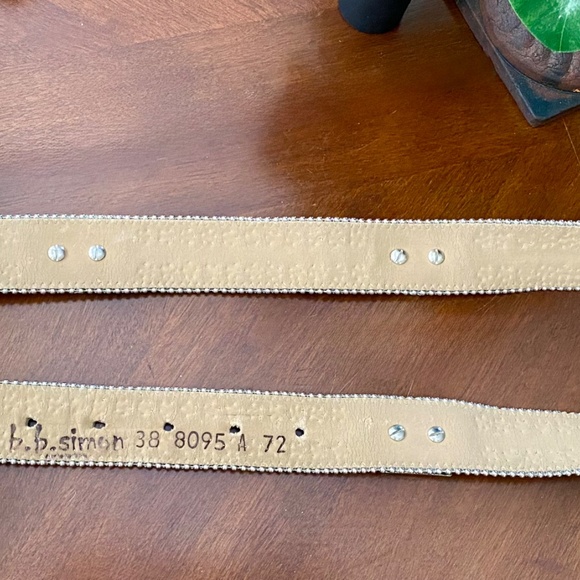 BB SIMON $595 Vintage Crown Collection Crystal Leather Cowgirl Rocker Belt 38 - Picture 9 of 15